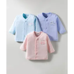 Zero Interlock Knit Full Sleeves Animal Printed Front Open Vests Pack of 3 - Peach Aqua & Light Blue-picture-26