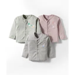 Zero Interlock Knit Full Sleeves Front Open Vests with Animal Print Pack of 3 - Pink Light Green & Silver-picture-20