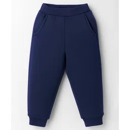 Zero Knit Full Length Solid Colour Fleece Pant - Navy Blue-picture-12