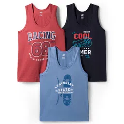 Zero Knitted Sleeveless Vests With Sports Theme Print Set Of 3 - Red Blue & Dark Grey-picture-28
