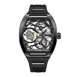 ZEROO Unisex Skeleton Dial & Leather Straps Analogue Watch ZT004BBK-image-20