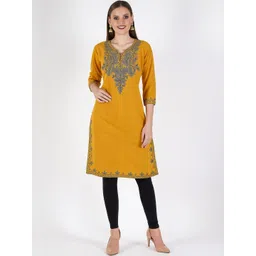 ZEROZABAR Ethnic Motifs Embroidered V-Neck Thread Work Thread Work Kurti-picture-29