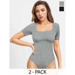 ZEROZABAR Pack Of 2 Ribbed Short Sleeves Bodysuits-picture-19