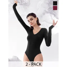 ZEROZABAR Pack Of 2 Ribbed V-Neck Bodysuit-picture-21