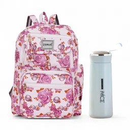 zerus Trendy Floral PU Leather Backpack for Girls Women Daily College and Travel Use Waterproof School Bag-picture-12