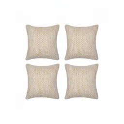 ZESTURE Beige 4 Pieces Abstract Textured Cotton Square Cushion Covers-picture-36