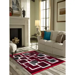 ZESTURE Maroon Geometric Printed Carpet-picture-11
