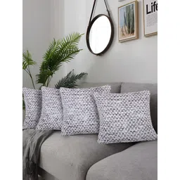 ZESTURE White & Black 4 Pieces Abstract Square Cushion Covers-picture-32