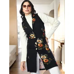 ZEUGEN Printed Shirt Collar Longline Shrug image 4