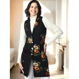 ZEUGEN Printed Shirt Collar Longline Shrug image 1