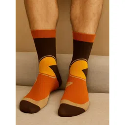 ZEVORA Abstract Patterned Cotton Calf-Length Socks-picture-18