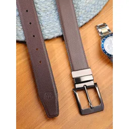 ZEVORA Men Textured Leather Reversible Belt-picture-38
