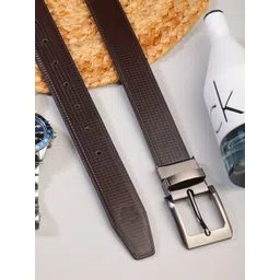 ZEVORA Men Textured Leather Reversible Belt-picture-40