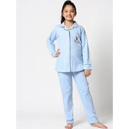 Zeyo Girls Conversational Printed Pure Cotton Night Suit-picture-33