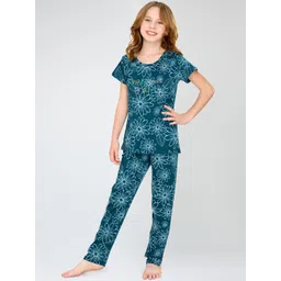 Zeyo Girls Floral Printed Pure Cotton Night suit-picture-42