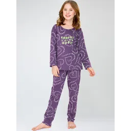 Zeyo Girls Pure Cotton Graphic Printed Night suit-picture-37