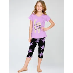 Zeyo Girls Pure Cotton Printed Night suit-picture-50