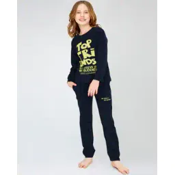zeyo Girls Typographic Print T-Shirt & Pyjamas Set-picture-28