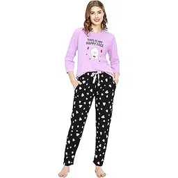 zeyo Night Suit for Women's Heart Printed Cotton Night Dress of Top and Pajama Set 5783-picture-16