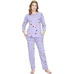 zeyo Night Suit for Women's Heart Printed Cotton Night Dress of Top and Pajama Set 5786-picture-23