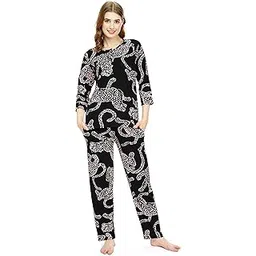 zeyo Night Suit for Women's Leopard Printed Cotton Night Dress of Top and Pajama Set 5787-picture-27