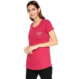 zeyo Women Relaxed Fit T-Shirt with Concealed Zip Closure-picture-16