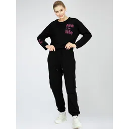 Zeyo Women Typography Print Night Suit-picture-30