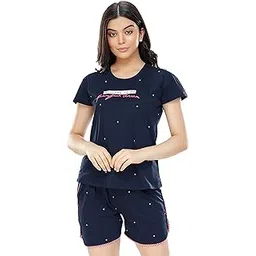 zeyo Women's Cotton Dot Printed Night Suit set of Top & Shorts 5229-picture-33