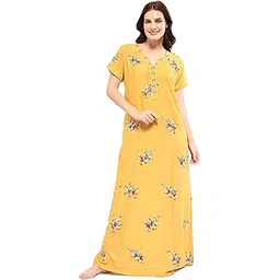 zeyo Women's Rayon Floral Embroidery Mid Thigh Length Nighty Night gown 5678-picture-17