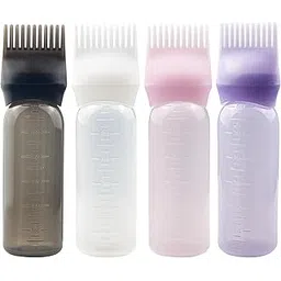 ZGQHZR 4 PCS Root Comb Applicator Bottle,Hair Oiling Applicator,Hair Oil Applicator Bottle for Hair Dye Shampoos Hair Salons.6oz (black+white+pink+purple)-picture-54