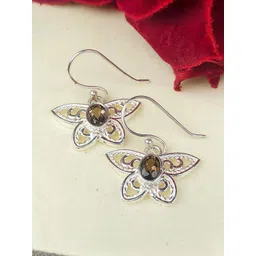 Zhupuk Silver-Plated Crystals Stone Studded Studded Floral Drop Earrings-picture-29