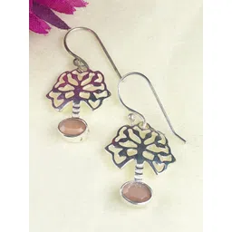 Zhupuk Silver-Plated Crystals Stone Studded Tree Shape Drop Earrings-picture-21