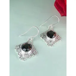 Zhupuk Silver-Plated Crystals Studded Geometric Shaped Drop Earrings-image-23