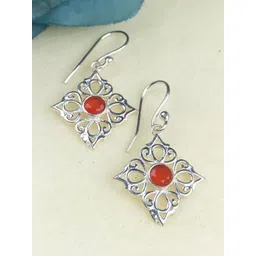 Zhupuk Silver-Plated Crystals Studded Geometric Shaped Drop Earrings-image-24