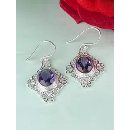 Zhupuk Women Geometric Handcrafted Crystals Drop Earrings-image-22