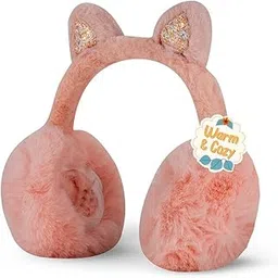 Winter Cat Ears Warmer Earmuffs Women Fluffy Earflap Headband Glitter Ears Plush Foldable Earflap Ear Muffs-image-0