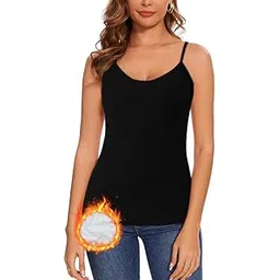 zibuyu Thermal Top for Women Winter Inner Wear Stylish V Neck Fleece Lined Underwear Tops Warm Thick Cotton Thermals Slim Fit Camisole Top Base Layer Stretchy Body Vest-picture-46