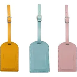 zibuyu ZIBUYU® Luggage Tags for Suitcases, 3 Pack Multicolor Premium PU Leather Bag Tags with Privacy Cover, Waterproof ID Name Card Holder for Travel Bags, Backpacks & Duffel 7x11cm-picture-13