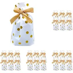 Zibuyu® 25PC Gift Bags Medium Size - Reusable Drawstring Party Bags with Polka Dots Potli Bags for Return Gifts for Birthday Party & Festivals, Weddings(23 x 15 cm)-picture-27