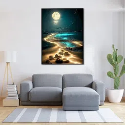 ZIBUYU® DIY 5D Diamond Painting Art Kit Dreamy Beach Moonlit Night Diamond Painting Beginner DIY 5D Diamond Painting for Home Decor, No Frame Wall Decor 5D Diamond Painting, 12 x 16 Inch image 1