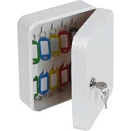 ZiFuno Key Cabinet Wall Mount, 20 Key Hooks & Tags Key Box with Key Lock, Steel Security Locking Key Organizer, Storage Key Lock Box, Key Management Cabinet (White)-picture-21