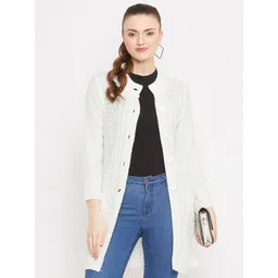 Zigo Women Round Neck Longline Front-Open Sweater-picture-13