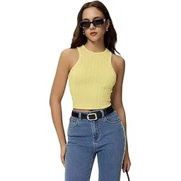 Zilcon Women's High Neck Tank Top Sleeveless Summer Crop Tops for Women Smoke Cloud Pro Collection Knit Ribbed Basic Tops-picture-41