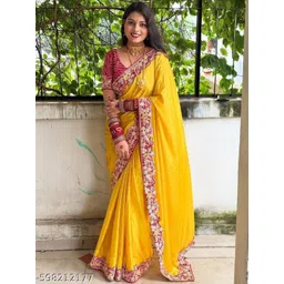 Zili Ethnic Motifs Embroidered Art Silk Heavy Work Saree-picture-30