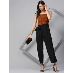 Zima Leto Brown & Black Printed Basic Jumpsuit-picture-28