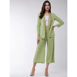 Zima Leto Embellished Pure Cotton Blazer & Trousers Co-Ord Set-image-48
