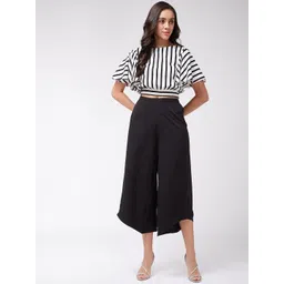 Zima Leto Striped Flared Sleeves Crop Top & Trouser Co-Ords-image-5