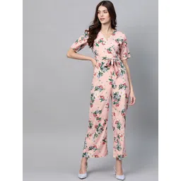 Zima Leto Women Pink & Green Floral Printed Basic Jumpsuit-picture-16