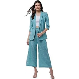 zima leto Women's Chambray Long Blazer and Pant Set-picture-11