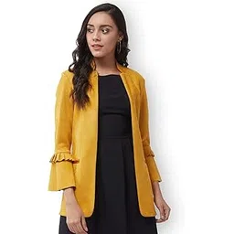 zima leto Women's Solid Blazer with Ruffle-picture-46